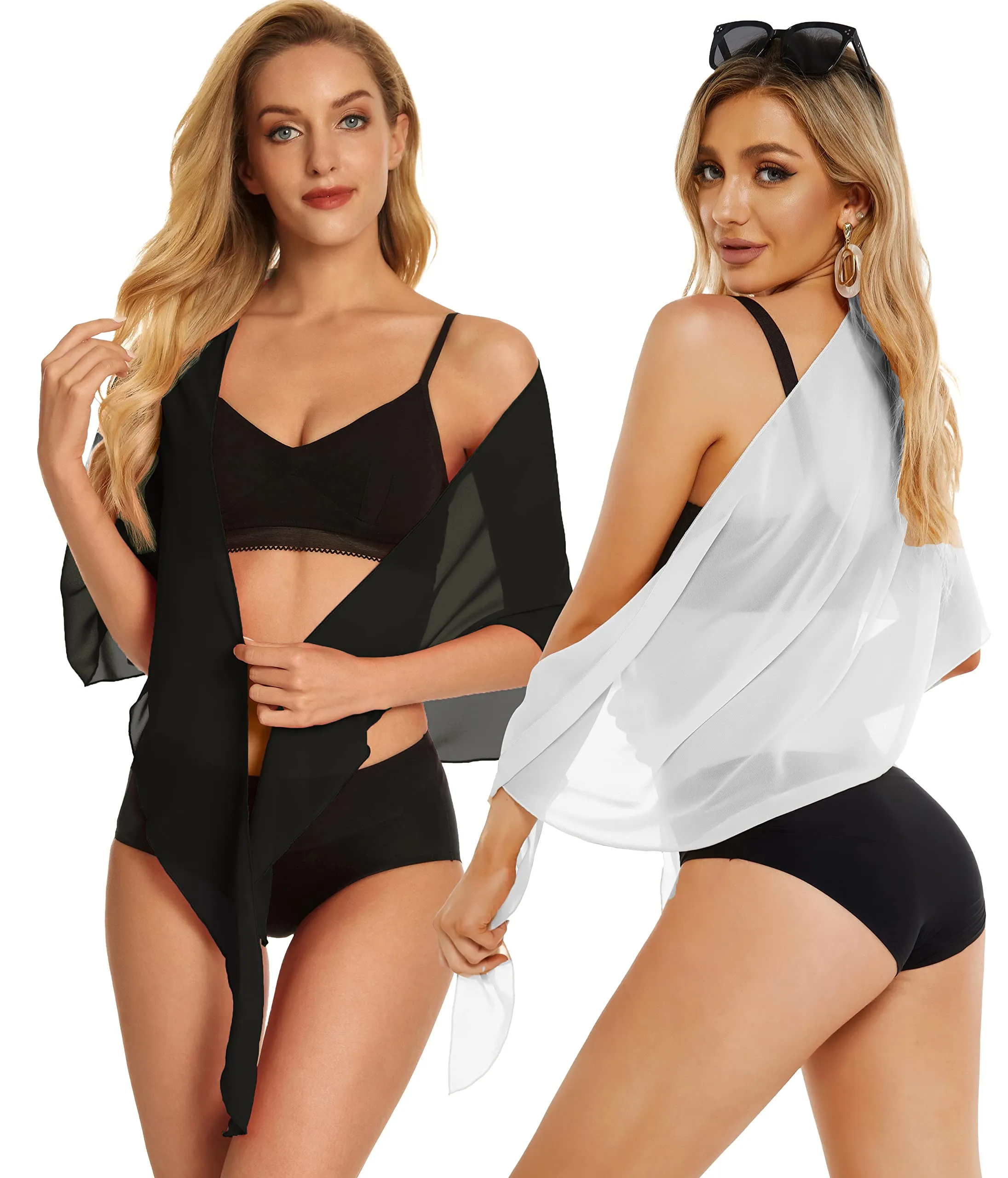 CHICGAL 2 Pieces Women Beach Sarong Bathing Suit Wrap Skirt Sheer Bikini Swimsuit Cover Ups for Swimwear