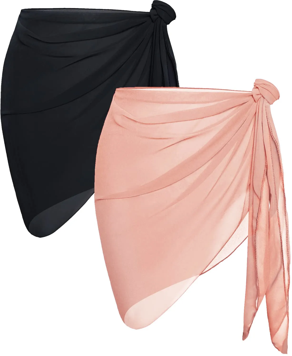 CHICGAL 2 Pieces Women Beach Sarong Bathing Suit Wrap Skirt Sheer Bikini Swimsuit Cover Ups for Swimwear