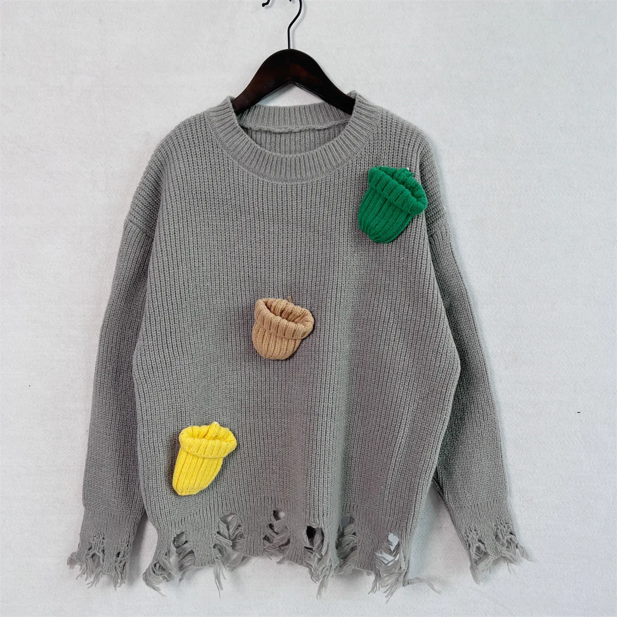 Christmas Long Sleeve Crewneck Chunky Knit Sweater