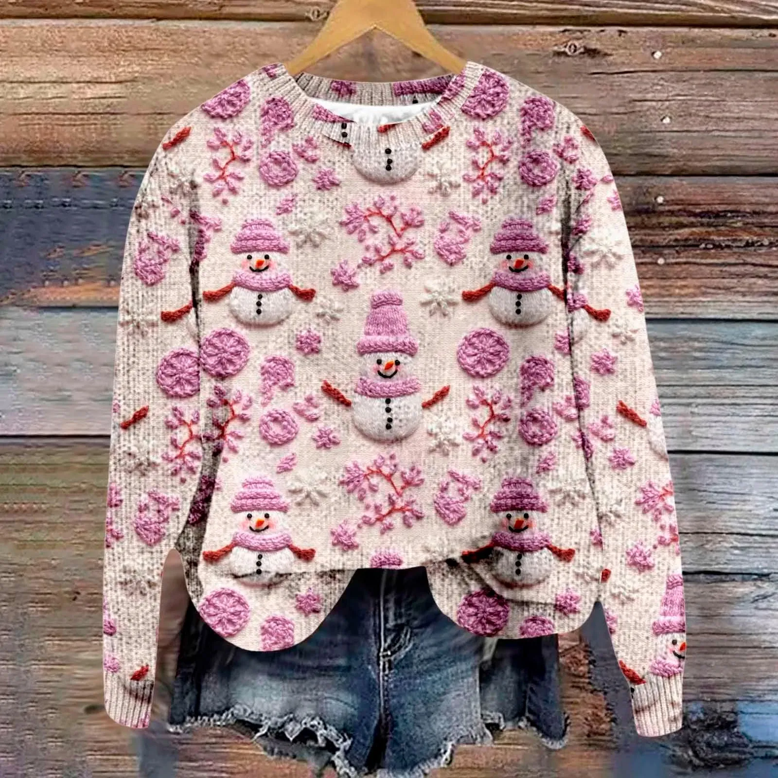 Christmas Sweater For Women 2024 New Cute Funny Printing Xmas Outerwears Y2k Ladies Round Neck Fashion Pullovers Top свитер