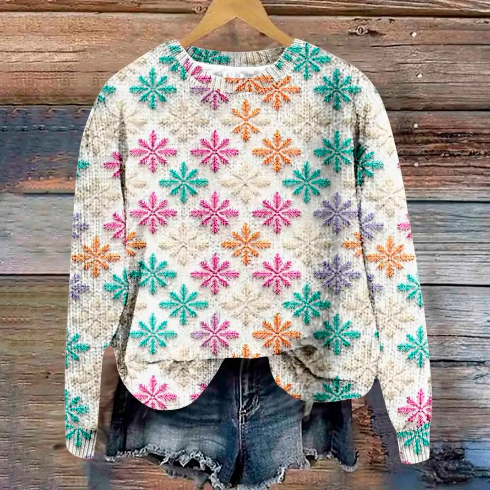 Christmas Sweater For Women 2024 New Cute Funny Printing Xmas Outerwears Y2k Ladies Round Neck Fashion Pullovers Top свитер