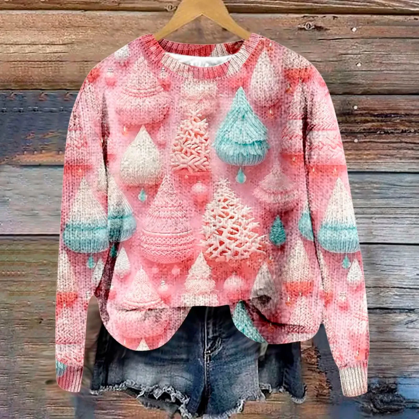 Christmas Sweater For Women 2024 New Cute Funny Printing Xmas Outerwears Y2k Ladies Round Neck Fashion Pullovers Top свитер