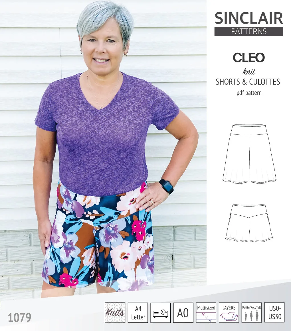 Cleo knit shorts and culottes with yoga waistband (PDF)