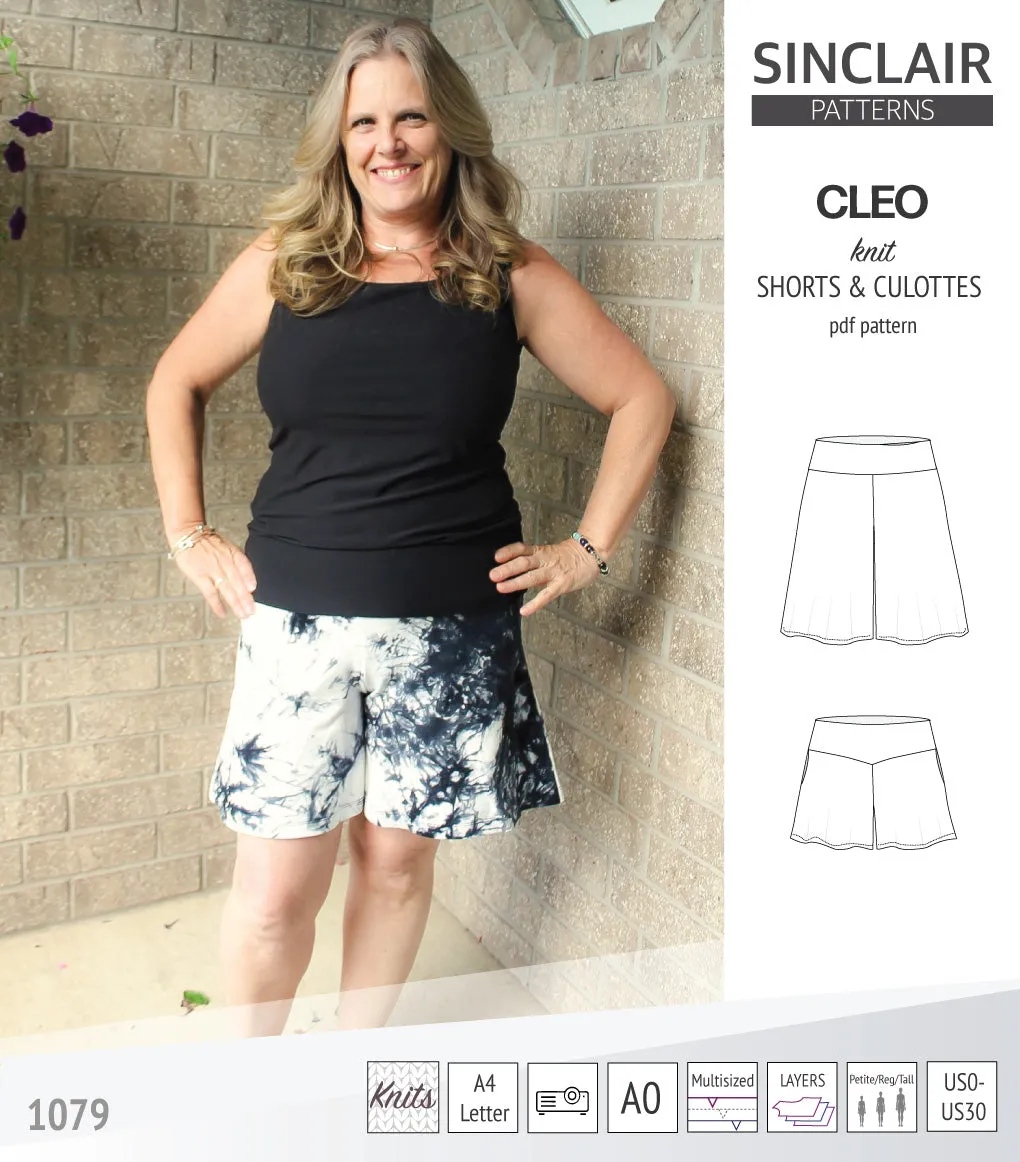 Cleo knit shorts and culottes with yoga waistband (PDF)