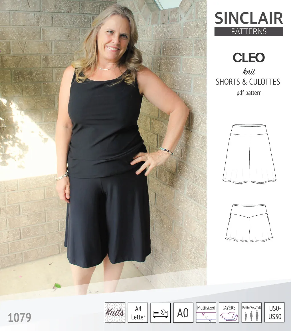 Cleo knit shorts and culottes with yoga waistband (PDF)
