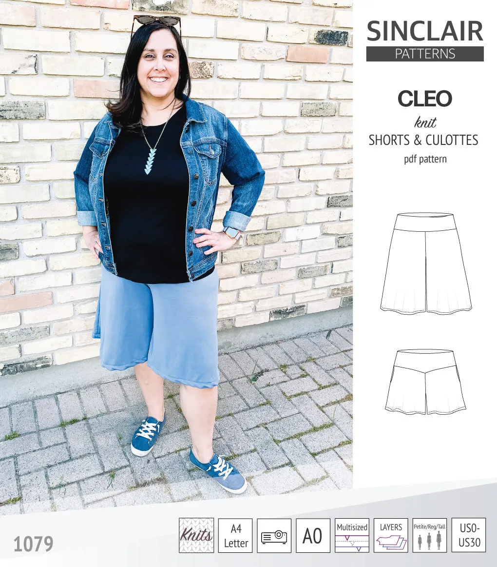 Cleo knit shorts and culottes with yoga waistband (PDF)