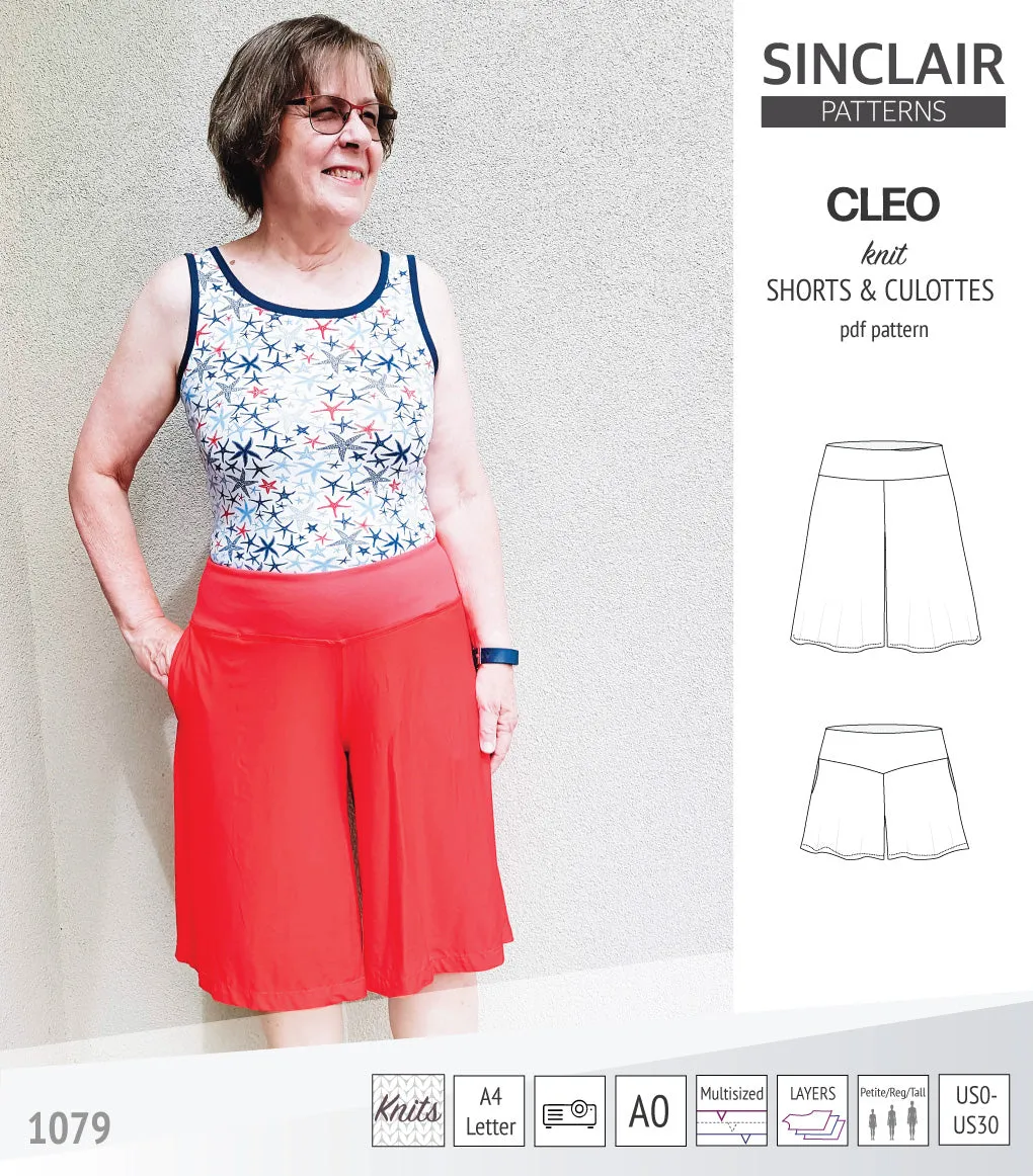 Cleo knit shorts and culottes with yoga waistband (PDF)