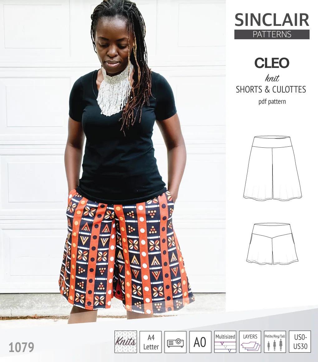 Cleo knit shorts and culottes with yoga waistband (PDF)