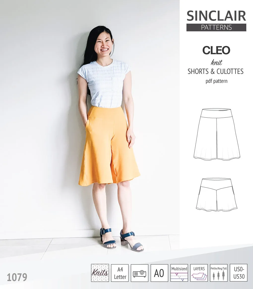 Cleo knit shorts and culottes with yoga waistband (PDF)