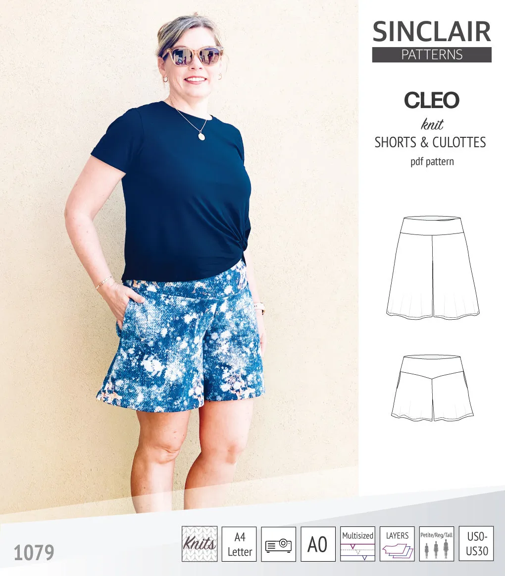 Cleo knit shorts and culottes with yoga waistband (PDF)