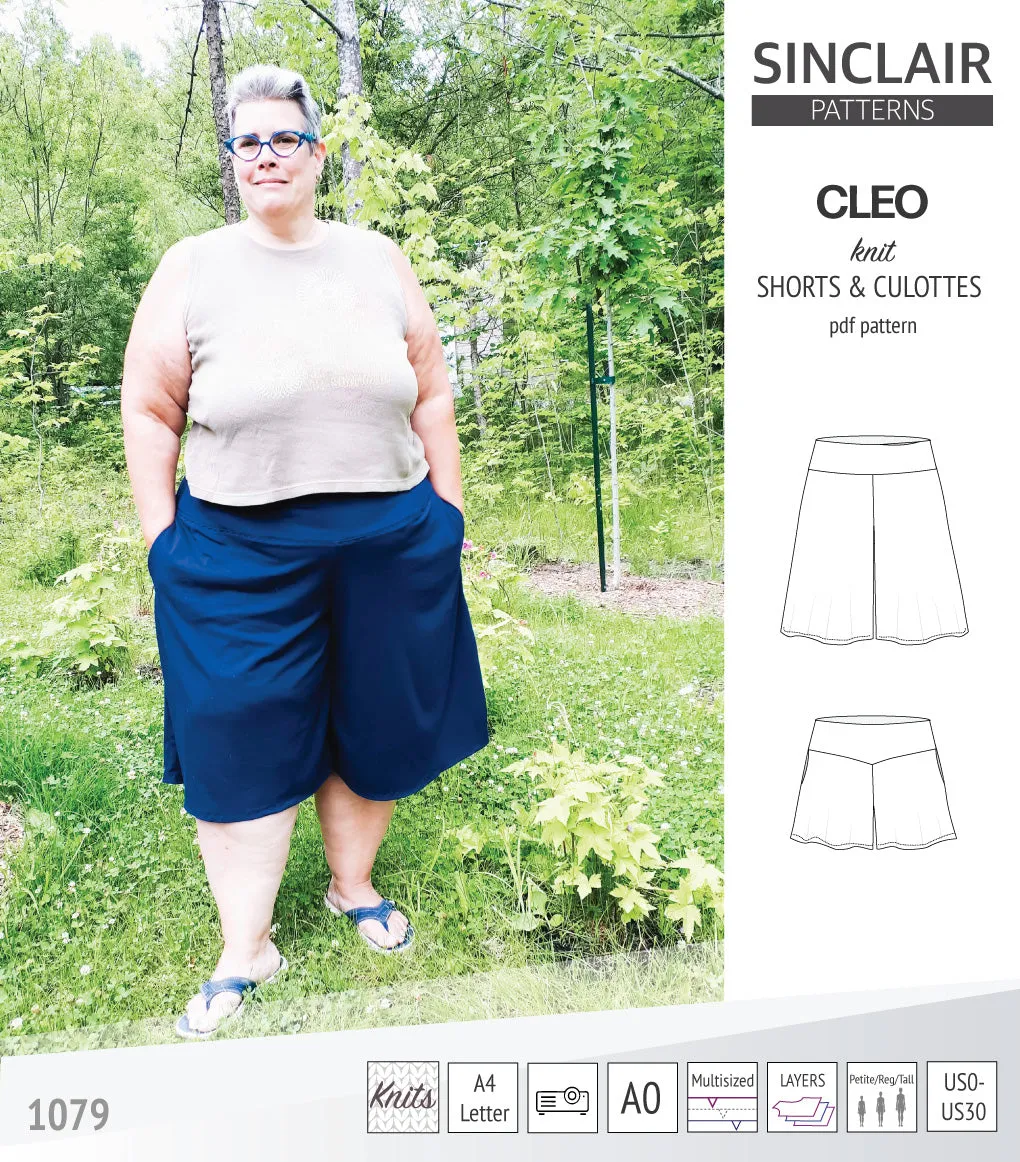 Cleo knit shorts and culottes with yoga waistband (PDF)