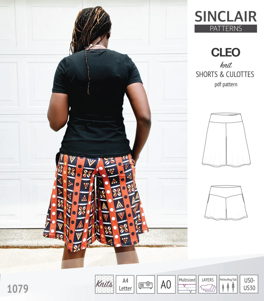 Cleo knit shorts and culottes with yoga waistband (PDF)