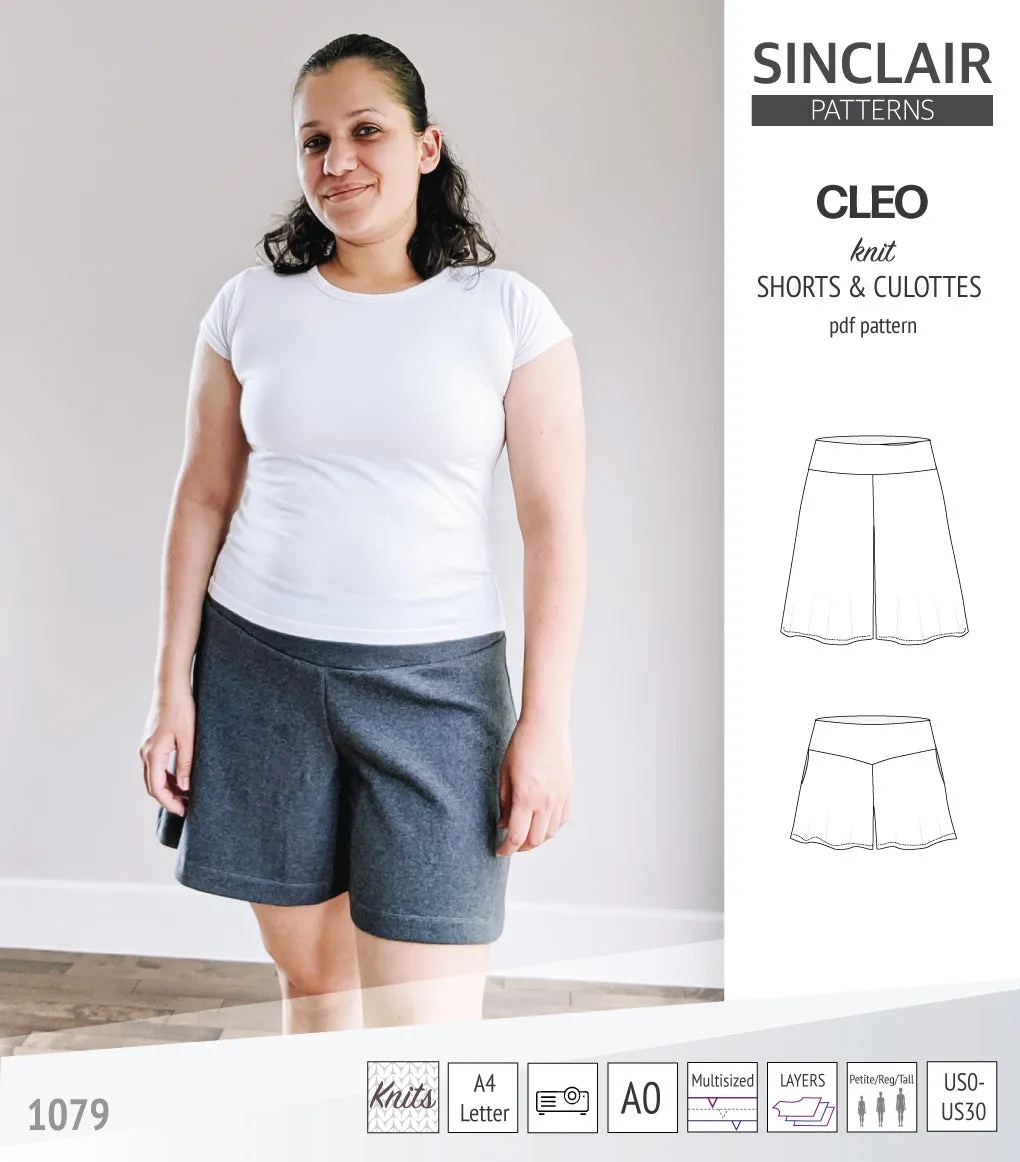 Cleo knit shorts and culottes with yoga waistband (PDF)