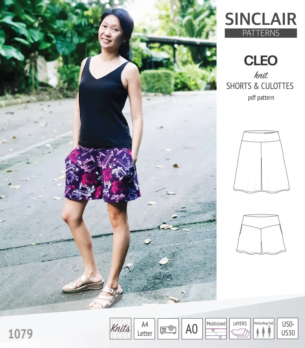 Cleo knit shorts and culottes with yoga waistband (PDF)