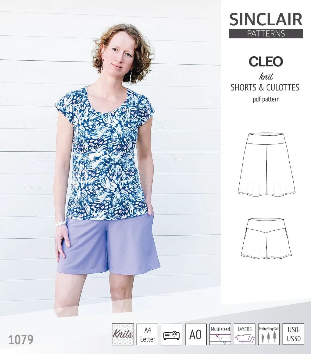 Cleo knit shorts and culottes with yoga waistband (PDF)