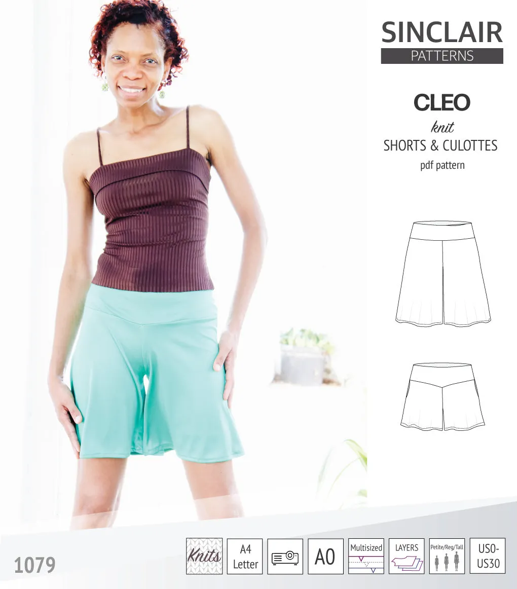 Cleo knit shorts and culottes with yoga waistband (PDF)
