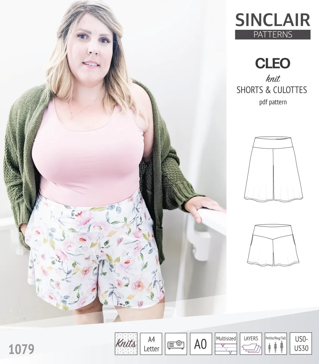 Cleo knit shorts and culottes with yoga waistband (PDF)