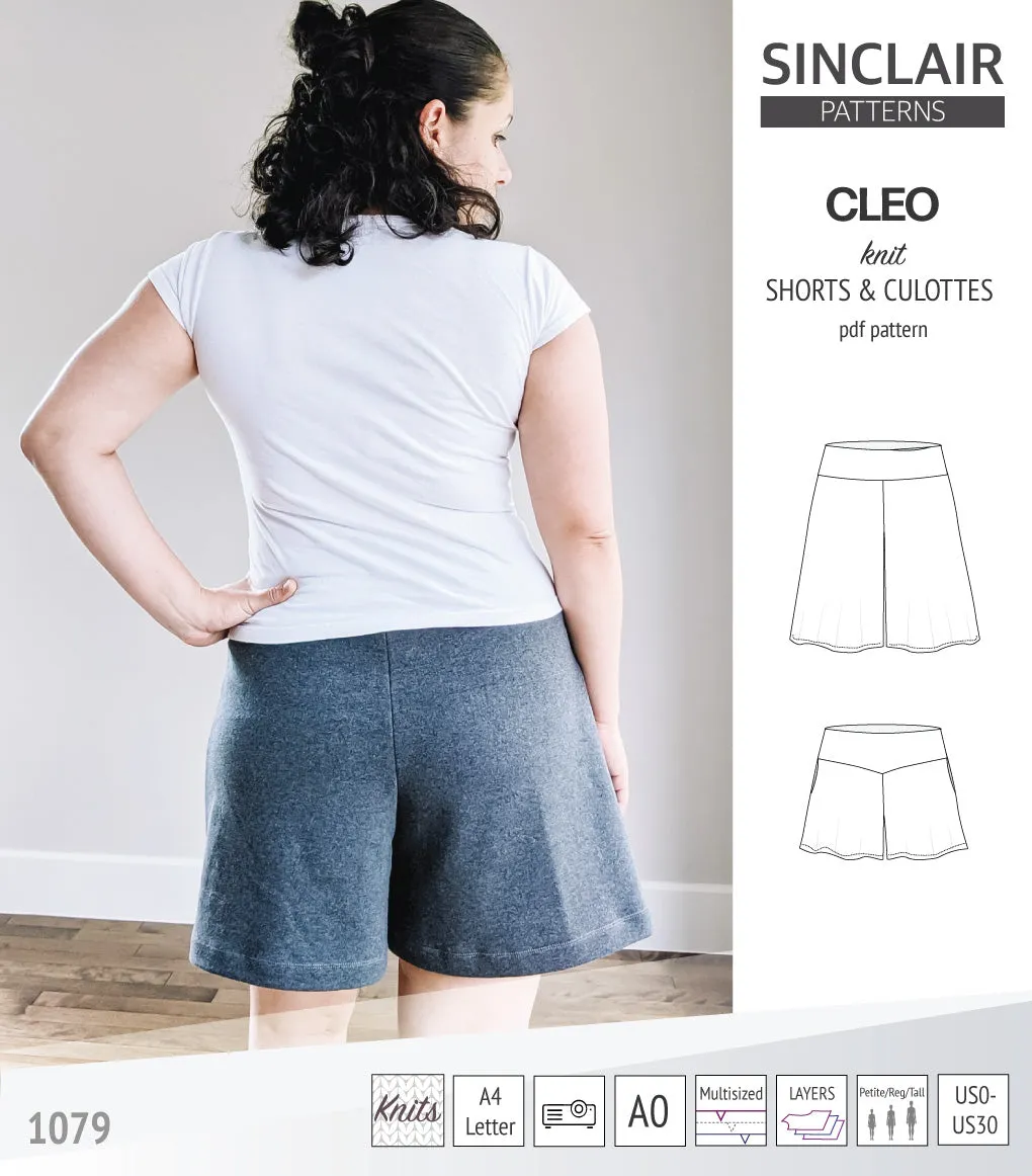 Cleo knit shorts and culottes with yoga waistband (PDF)