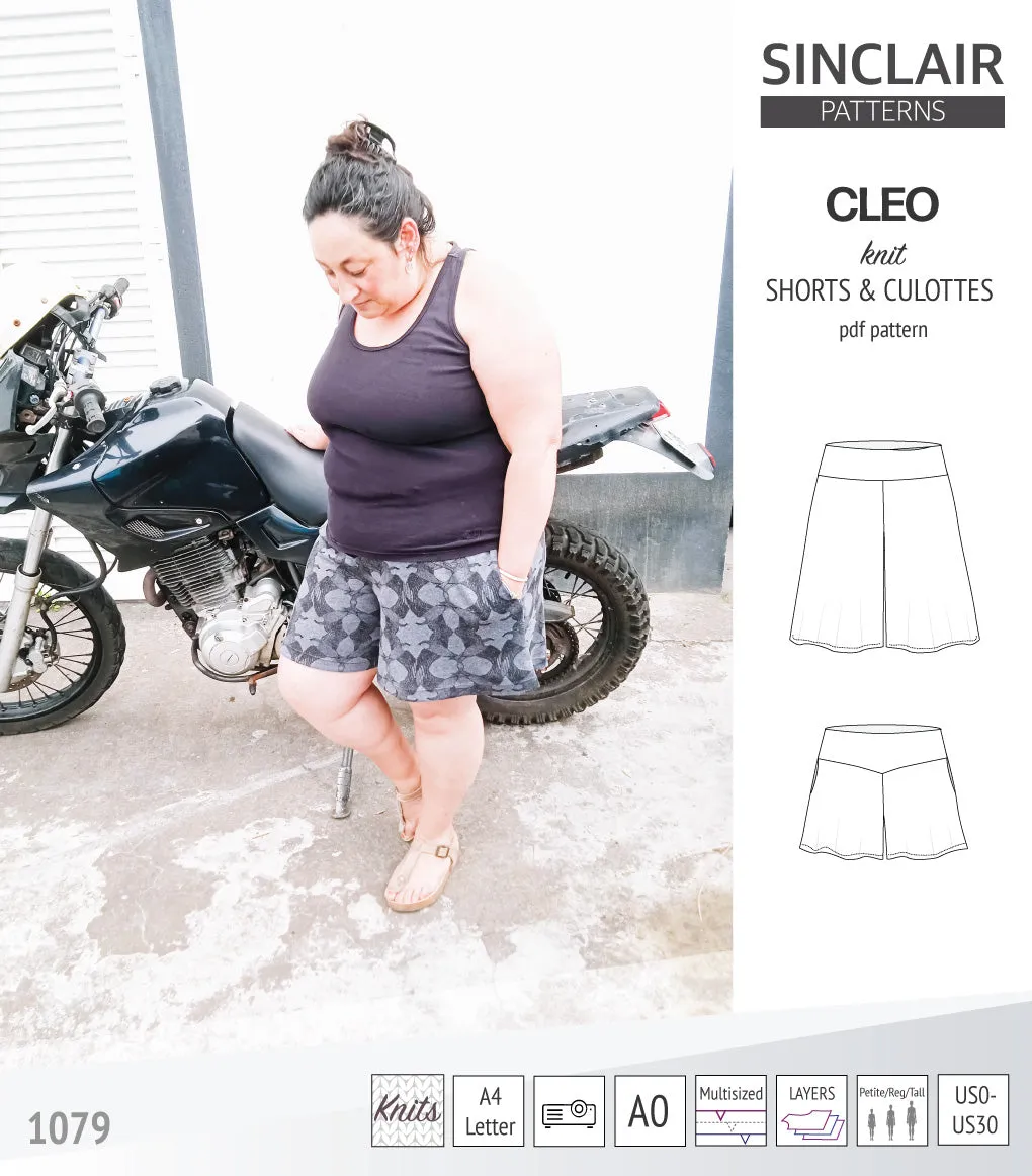 Cleo knit shorts and culottes with yoga waistband (PDF)