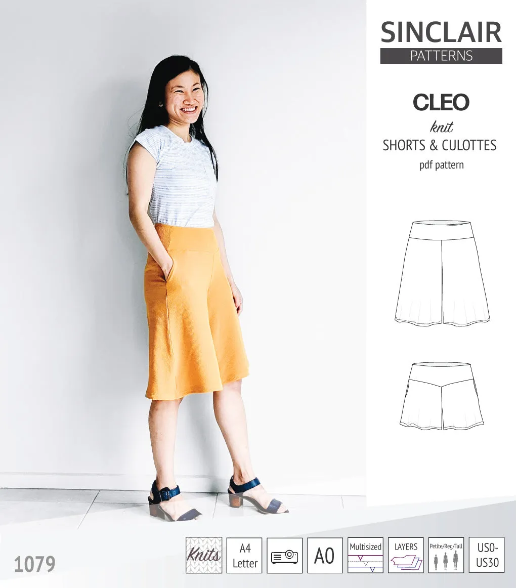 Cleo knit shorts and culottes with yoga waistband (PDF)