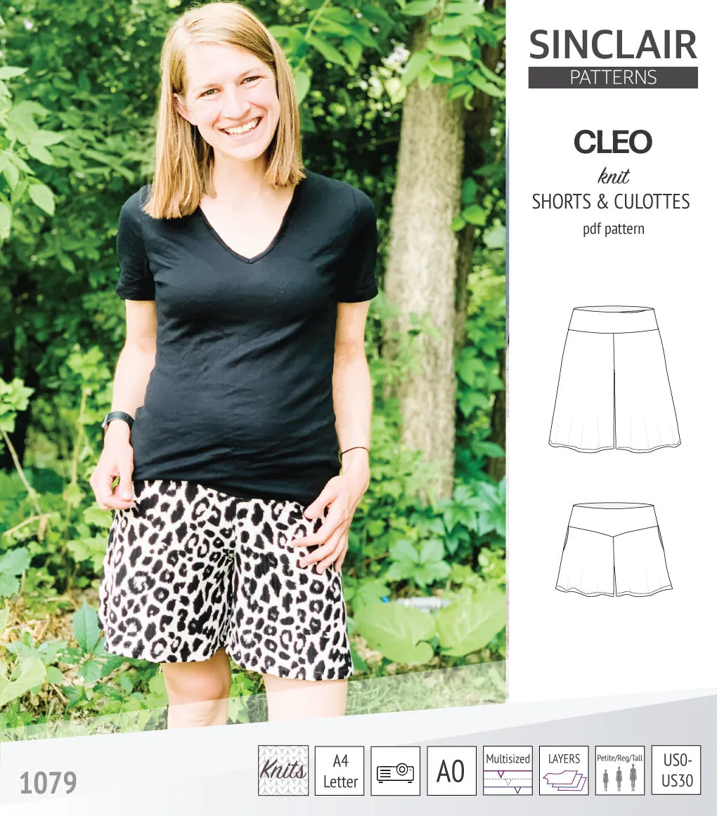 Cleo knit shorts and culottes with yoga waistband (PDF)