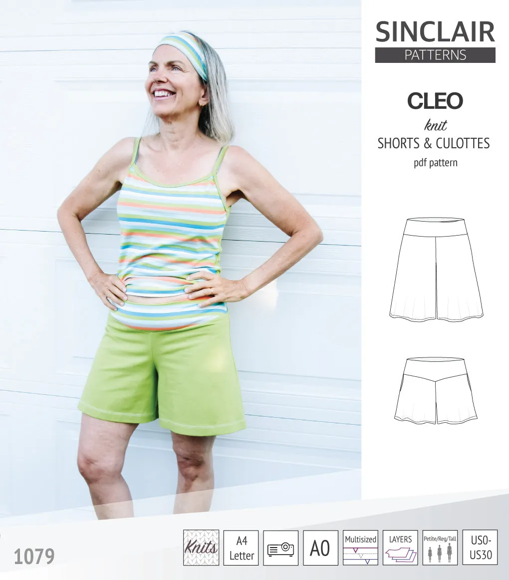 Cleo knit shorts and culottes with yoga waistband (PDF)