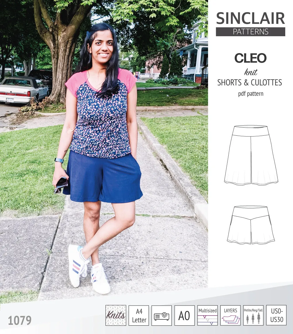 Cleo knit shorts and culottes with yoga waistband (PDF)