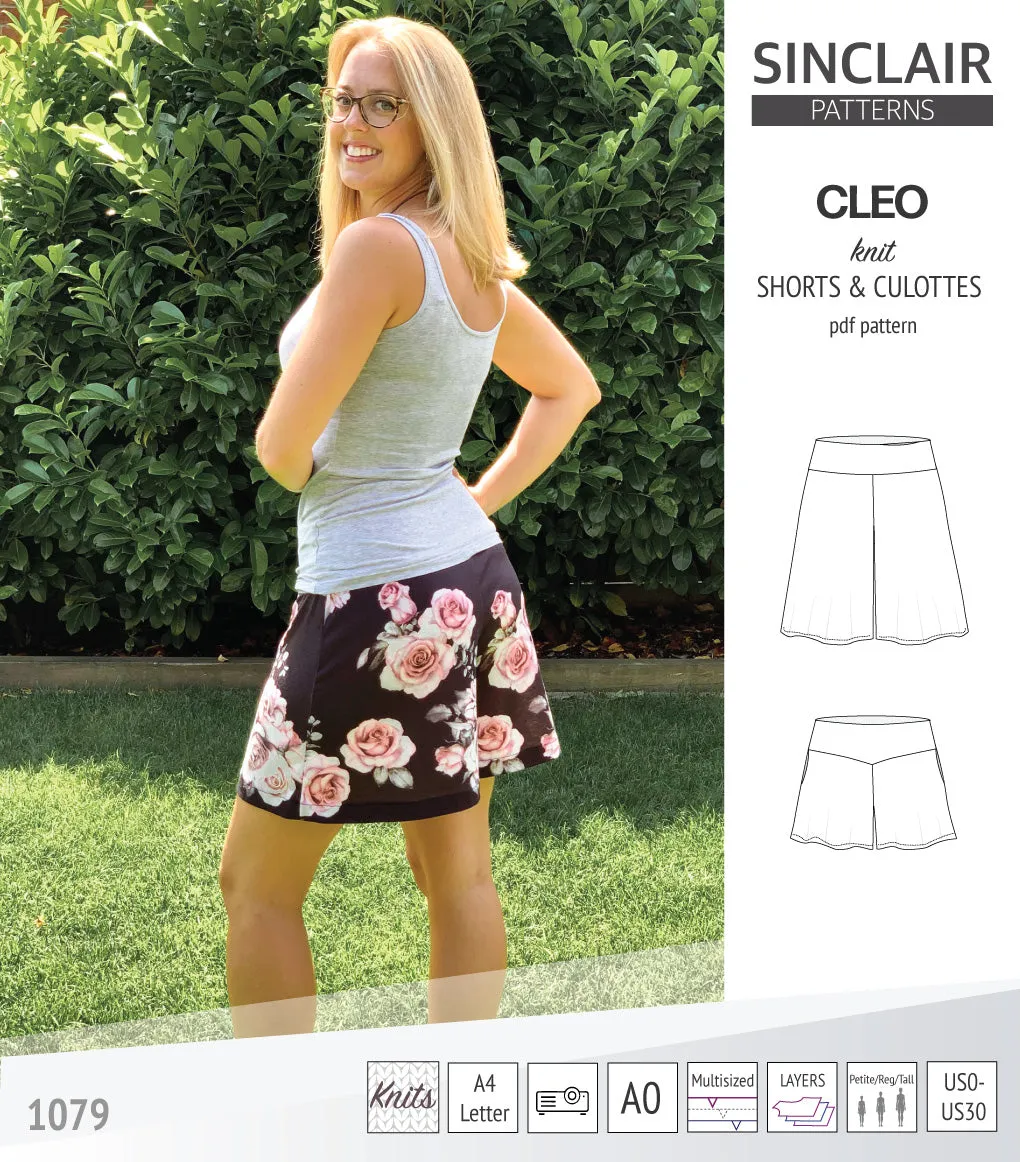 Cleo knit shorts and culottes with yoga waistband (PDF)