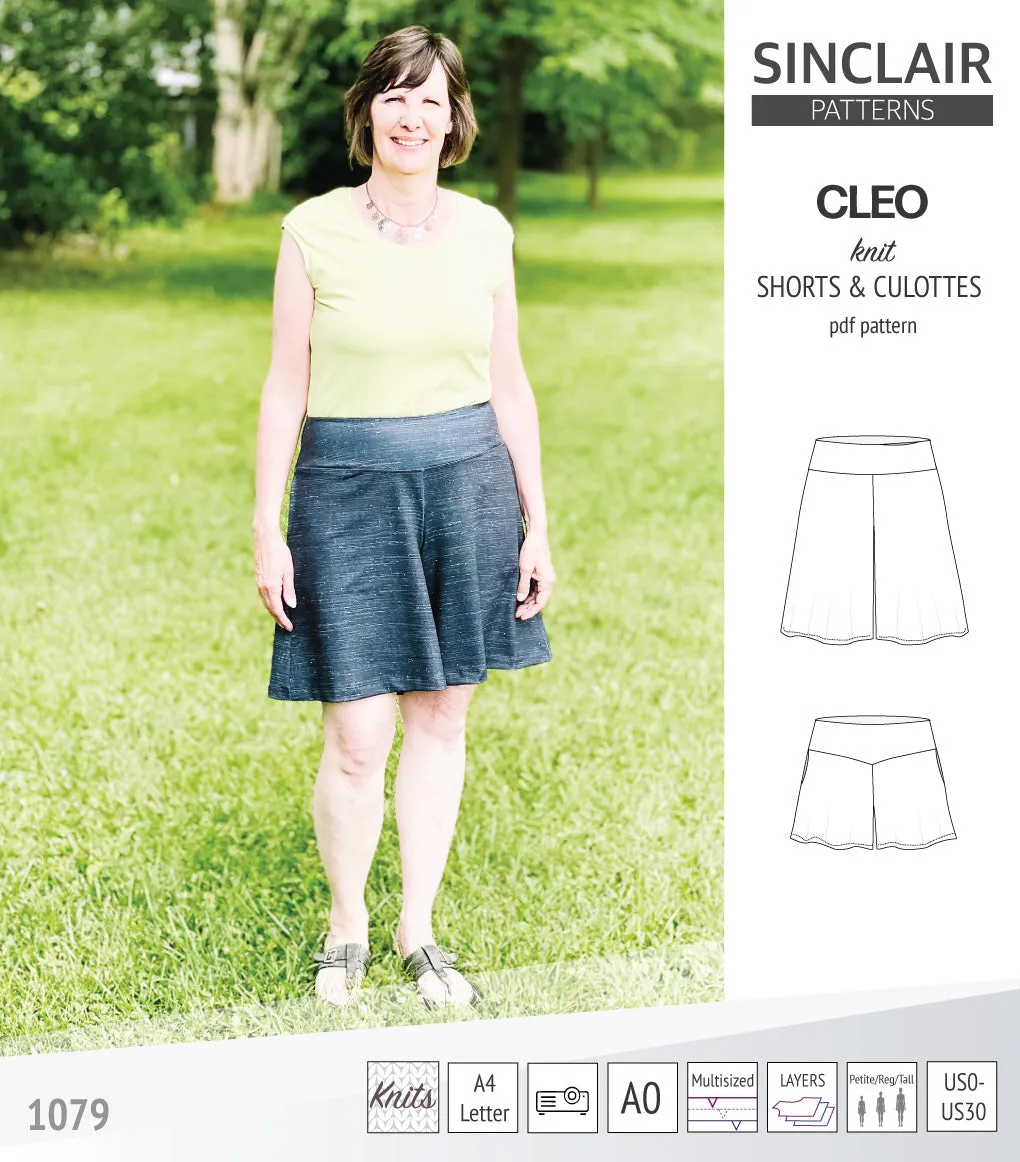 Cleo knit shorts and culottes with yoga waistband (PDF)