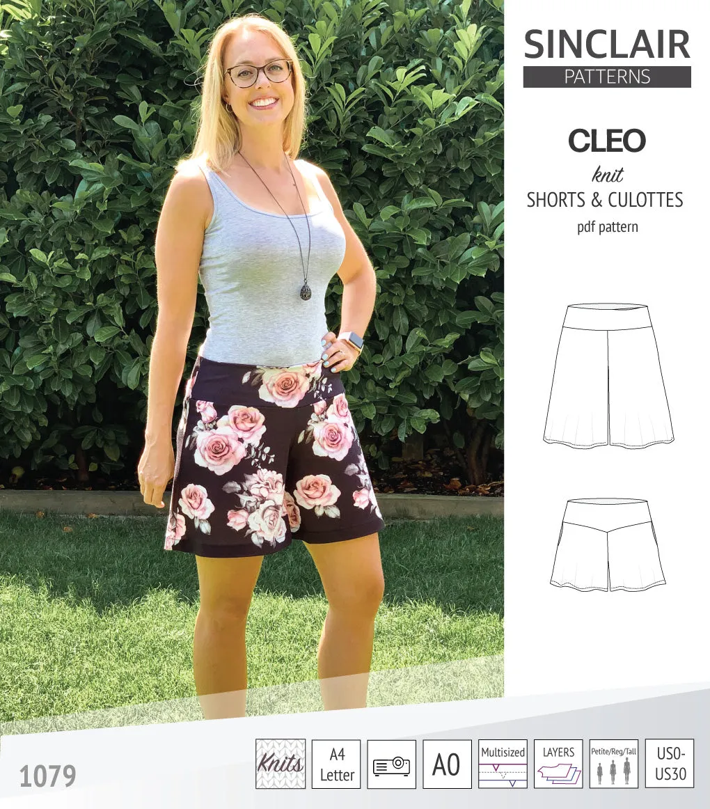 Cleo knit shorts and culottes with yoga waistband (PDF)