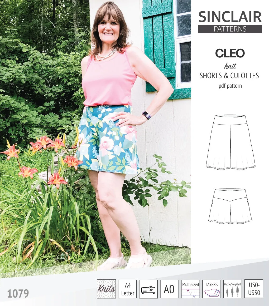 Cleo knit shorts and culottes with yoga waistband (PDF)