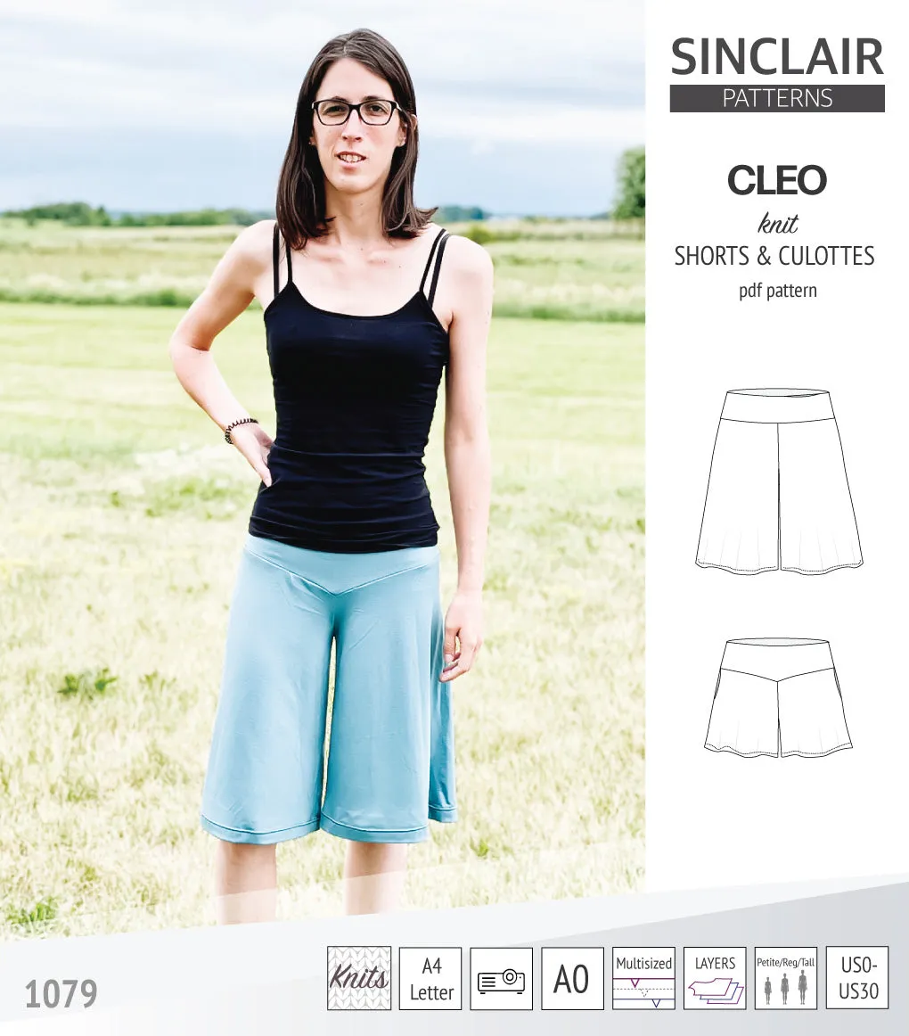 Cleo knit shorts and culottes with yoga waistband (PDF)