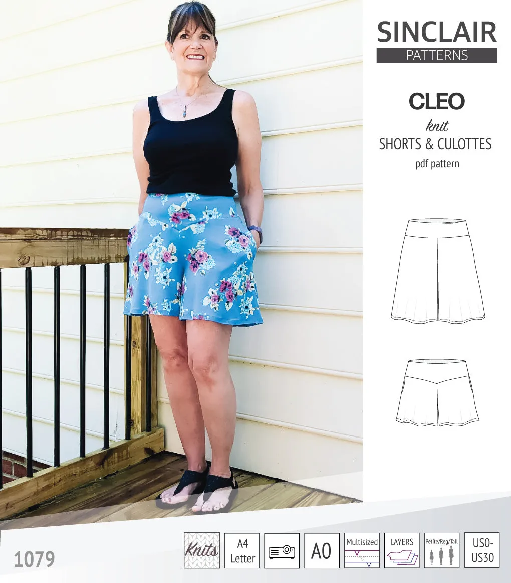 Cleo knit shorts and culottes with yoga waistband (PDF)