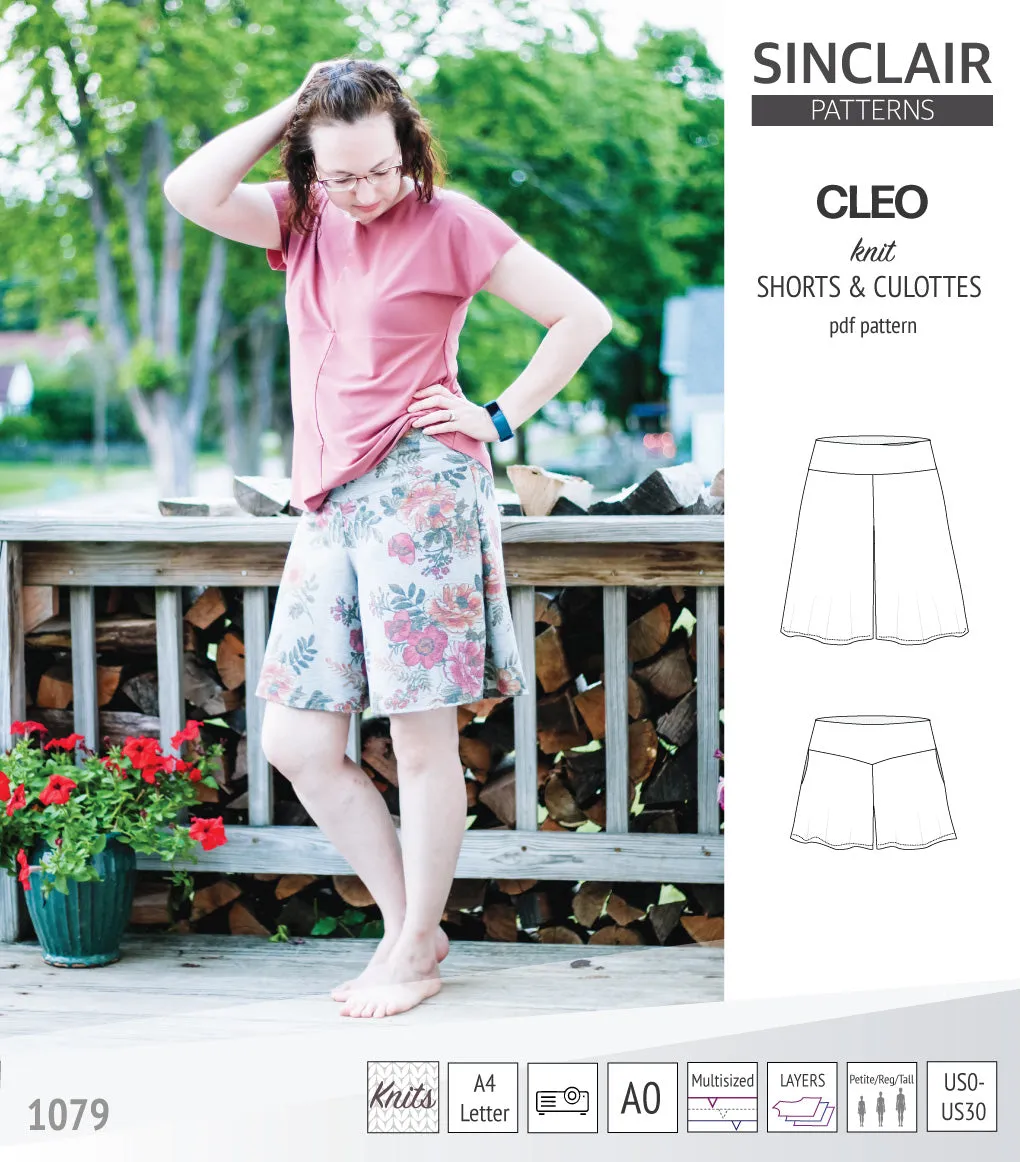 Cleo knit shorts and culottes with yoga waistband (PDF)
