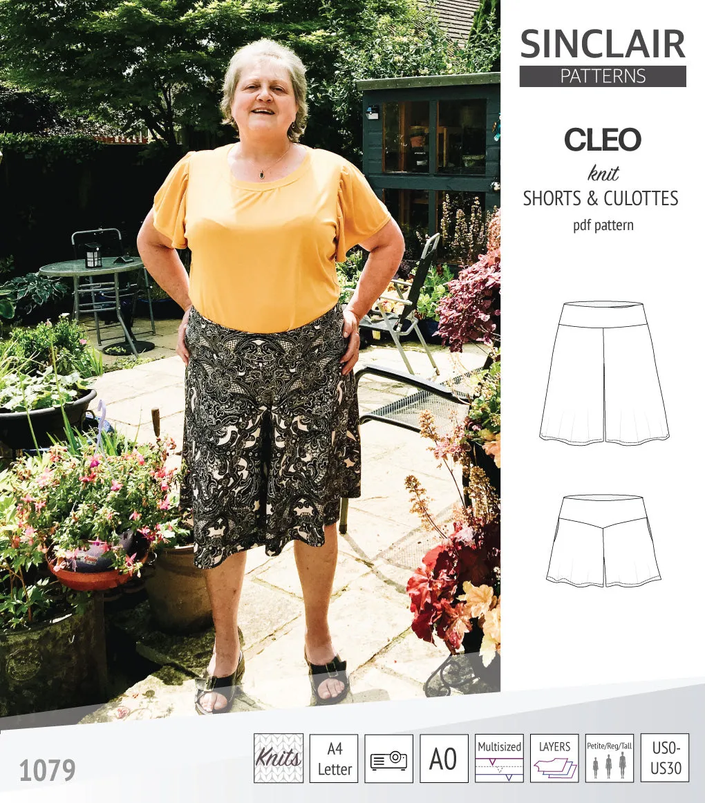 Cleo knit shorts and culottes with yoga waistband (PDF)