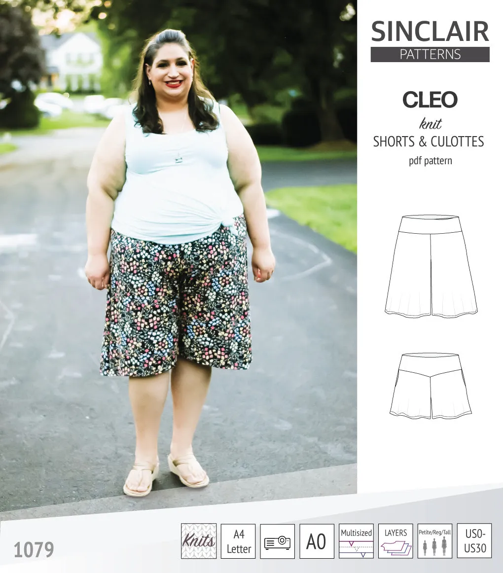 Cleo knit shorts and culottes with yoga waistband (PDF)