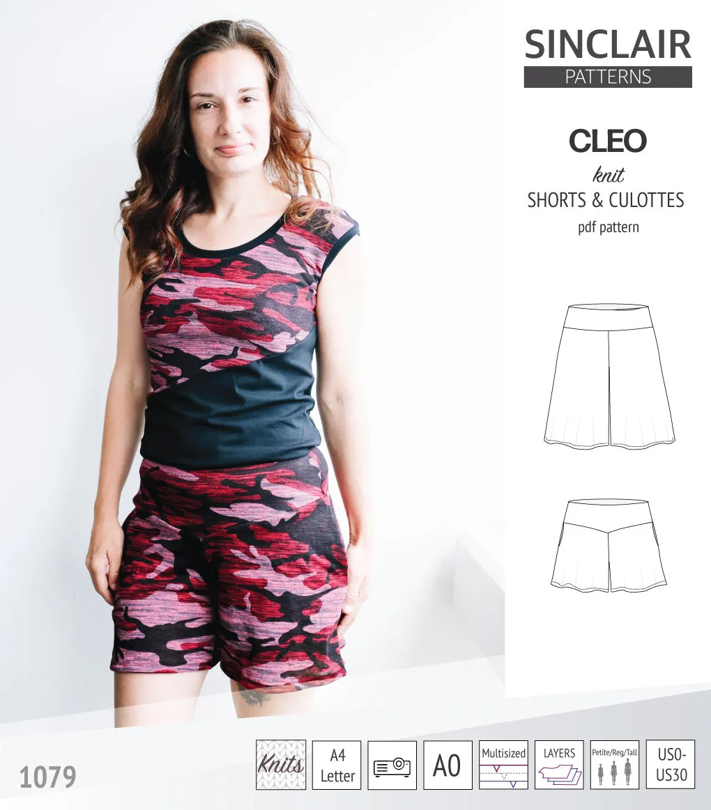 Cleo knit shorts and culottes with yoga waistband (PDF)