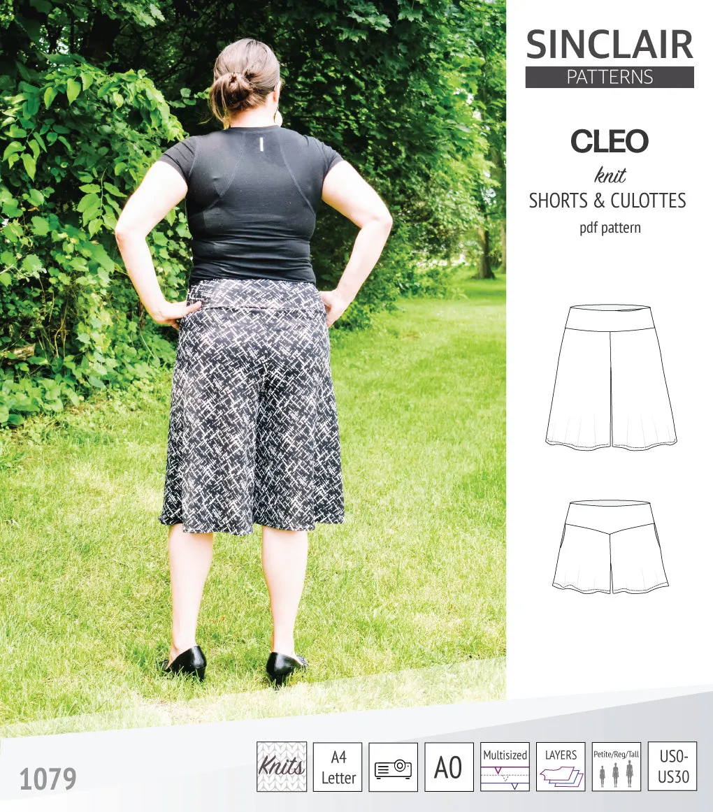 Cleo knit shorts and culottes with yoga waistband (PDF)