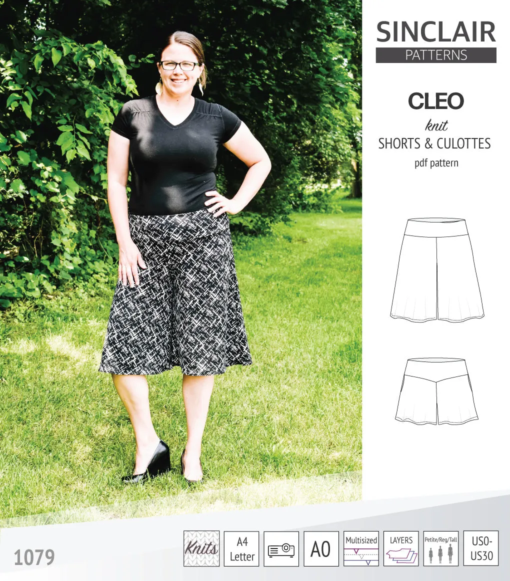 Cleo knit shorts and culottes with yoga waistband (PDF)