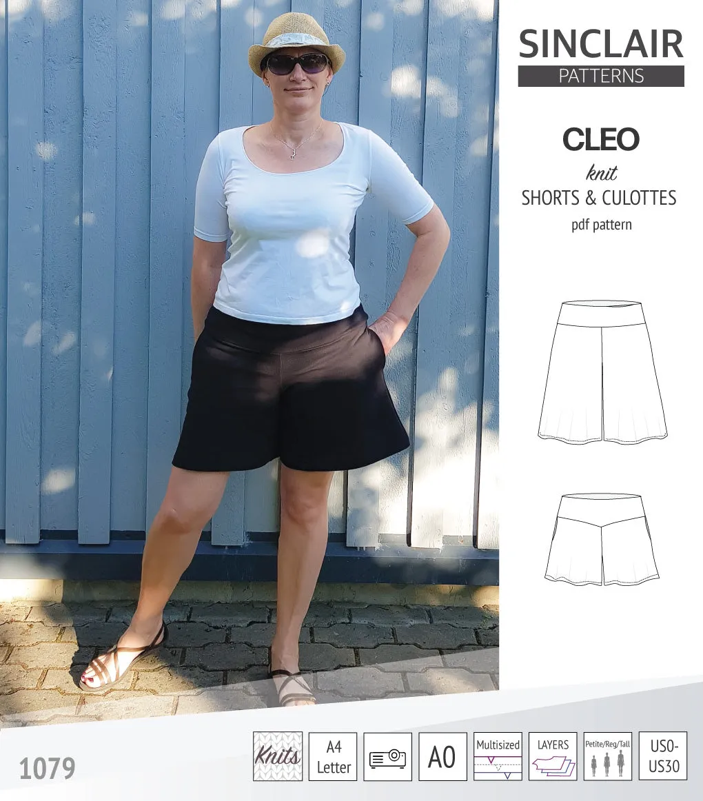 Cleo knit shorts and culottes with yoga waistband (PDF)