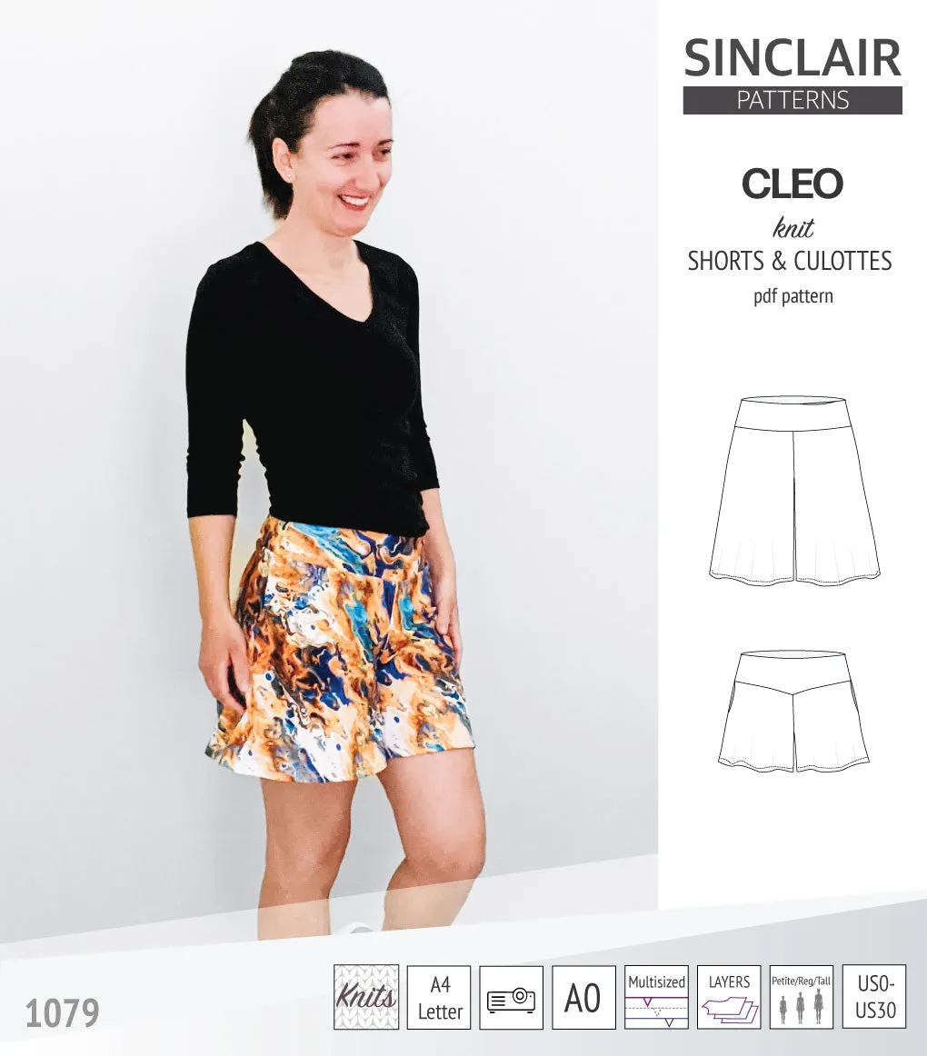Cleo knit shorts and culottes with yoga waistband (PDF)