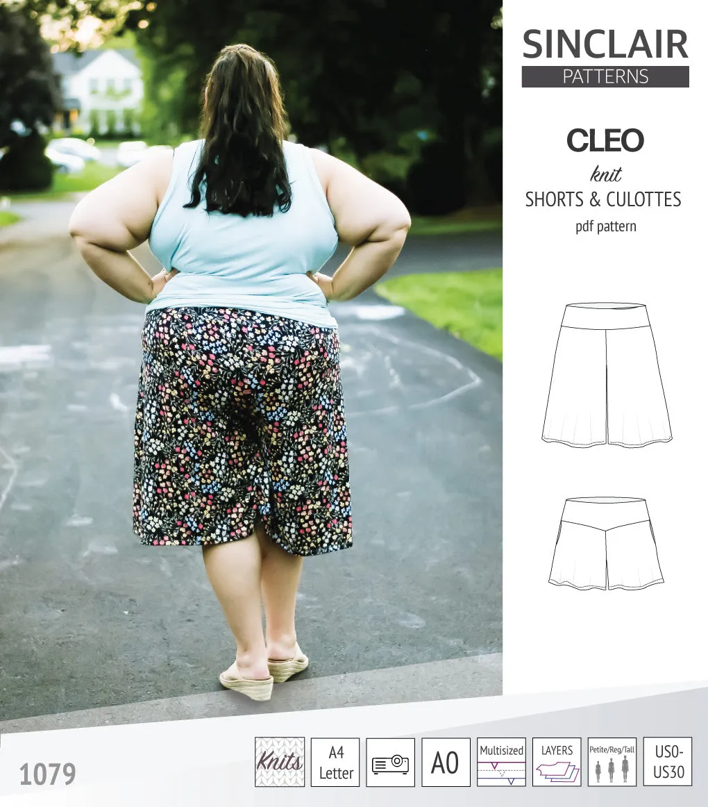 Cleo knit shorts and culottes with yoga waistband (PDF)