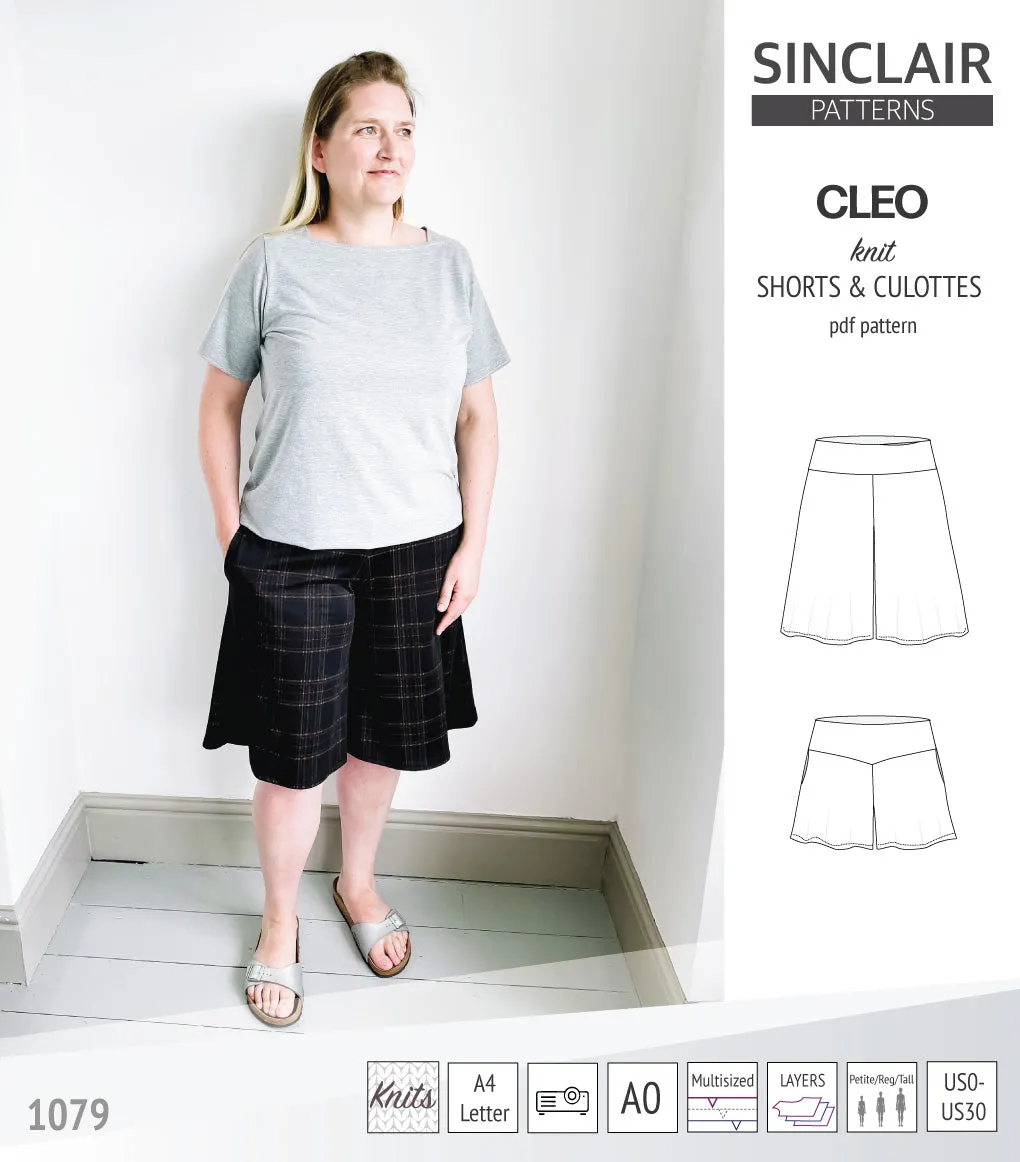 Cleo knit shorts and culottes with yoga waistband (PDF)