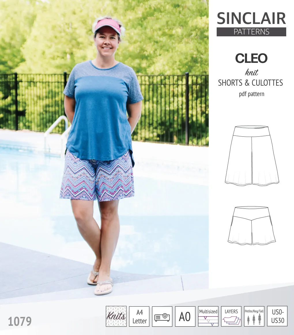 Cleo knit shorts and culottes with yoga waistband (PDF)