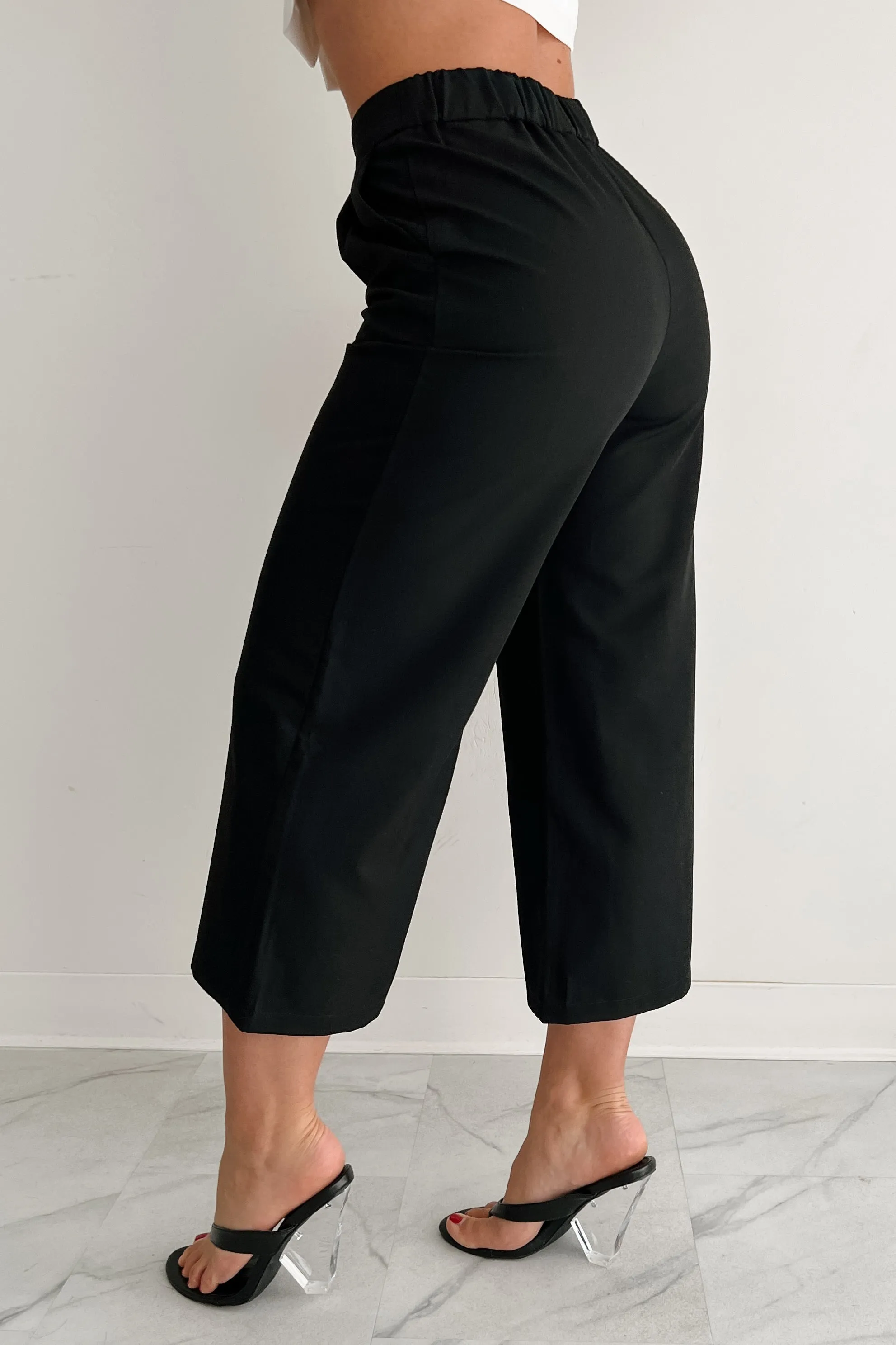 Comfortably Chic Wide Leg Culotte Pants (Black)