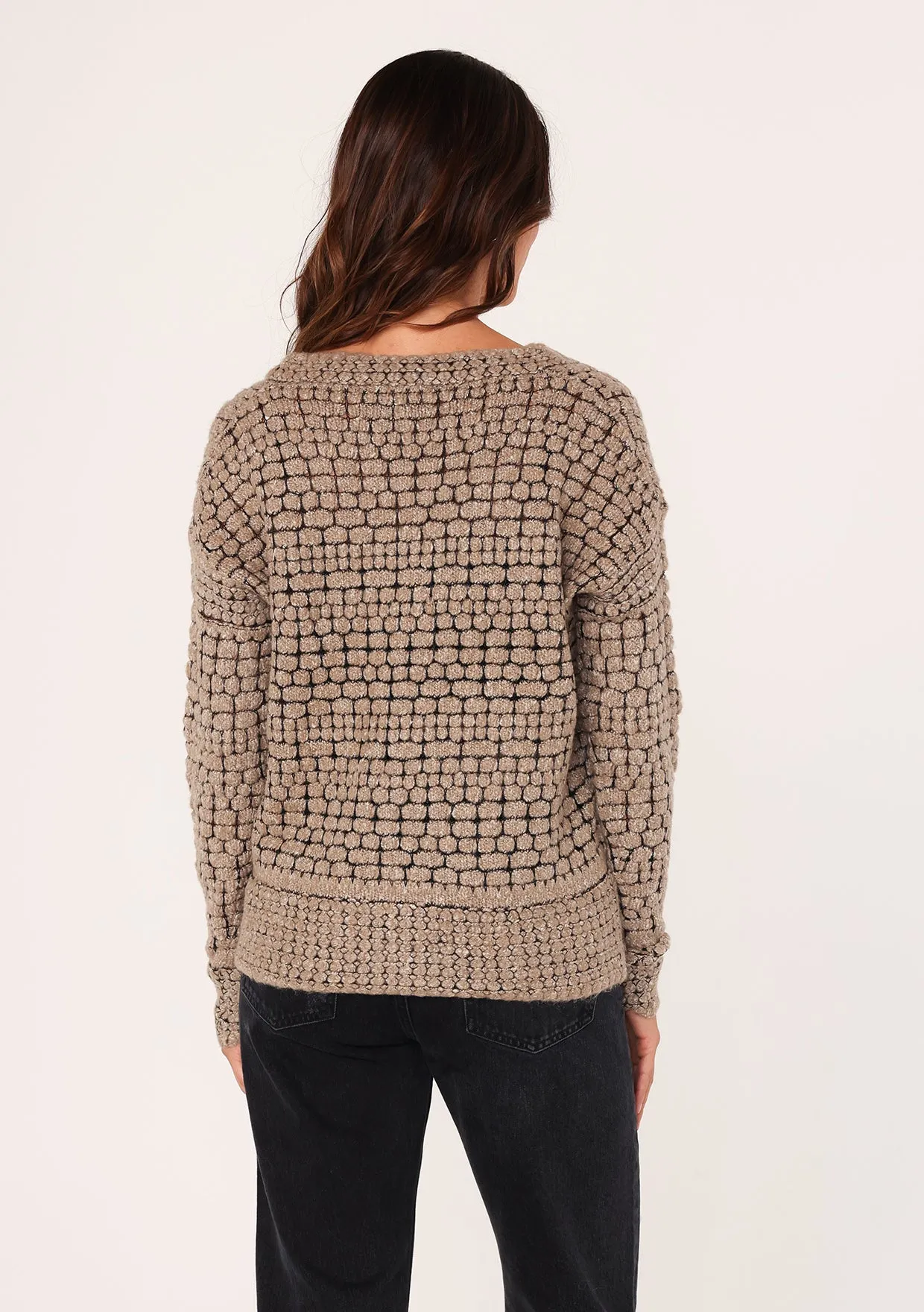Cozy Long Sleeve V-Neck Tuck Stitch Sweater