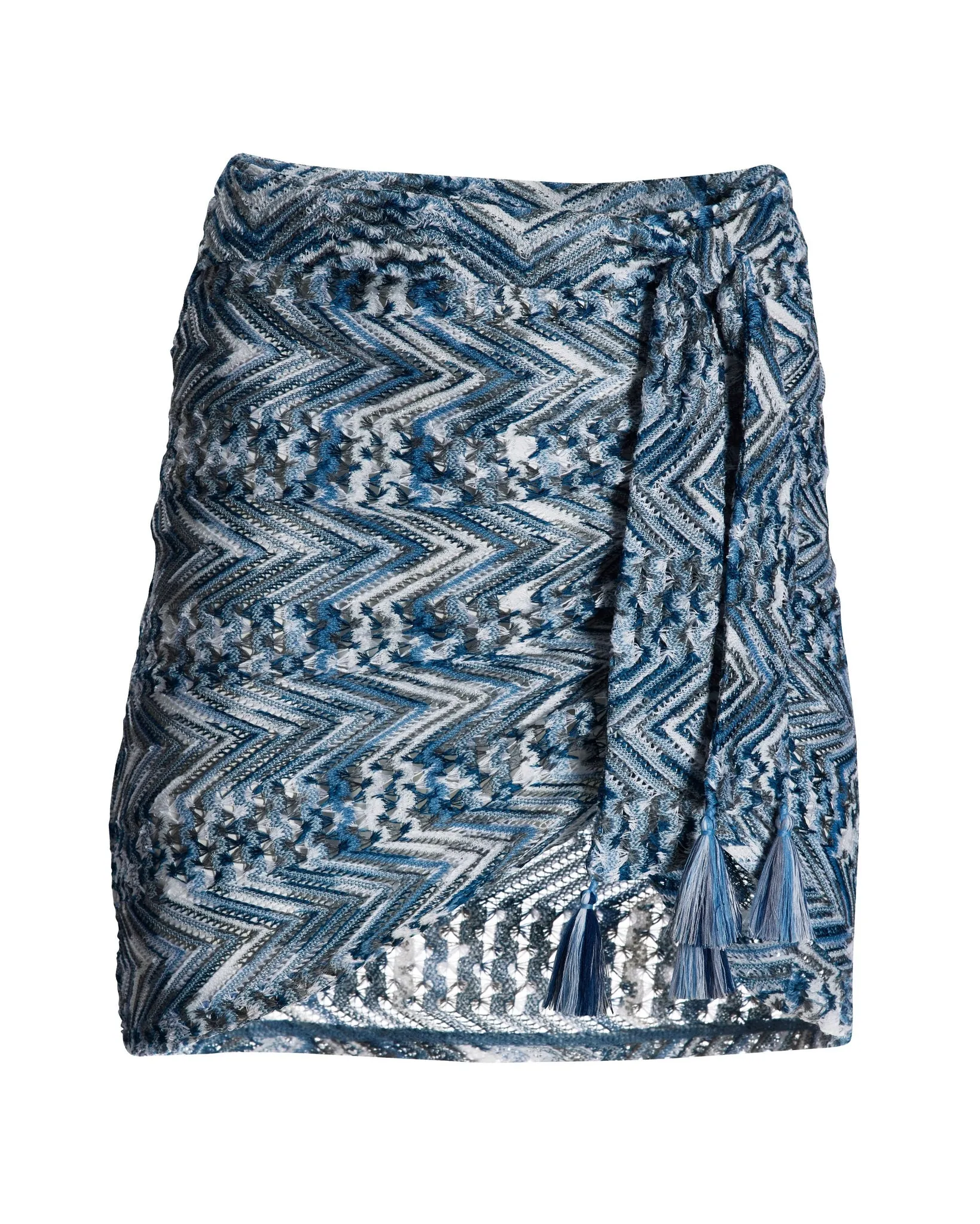 Crochet Mini Cover-Up Skirt Blue Multi