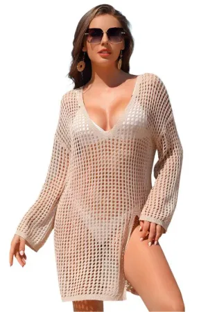 Crochet Side Split Beach Coverups Swimwear Dress