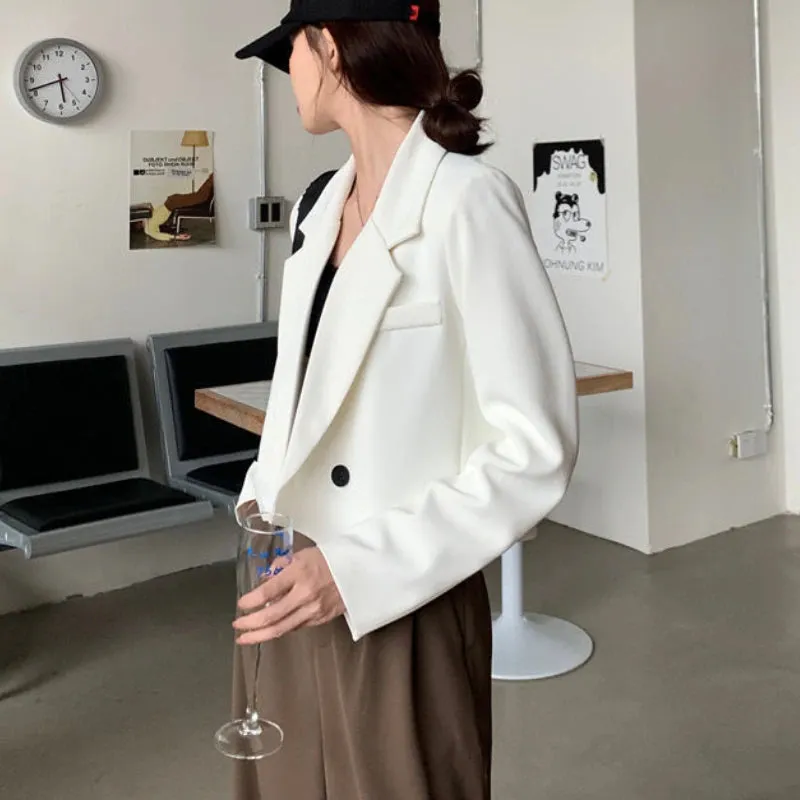 Cropped Style Casual Simple Blazers