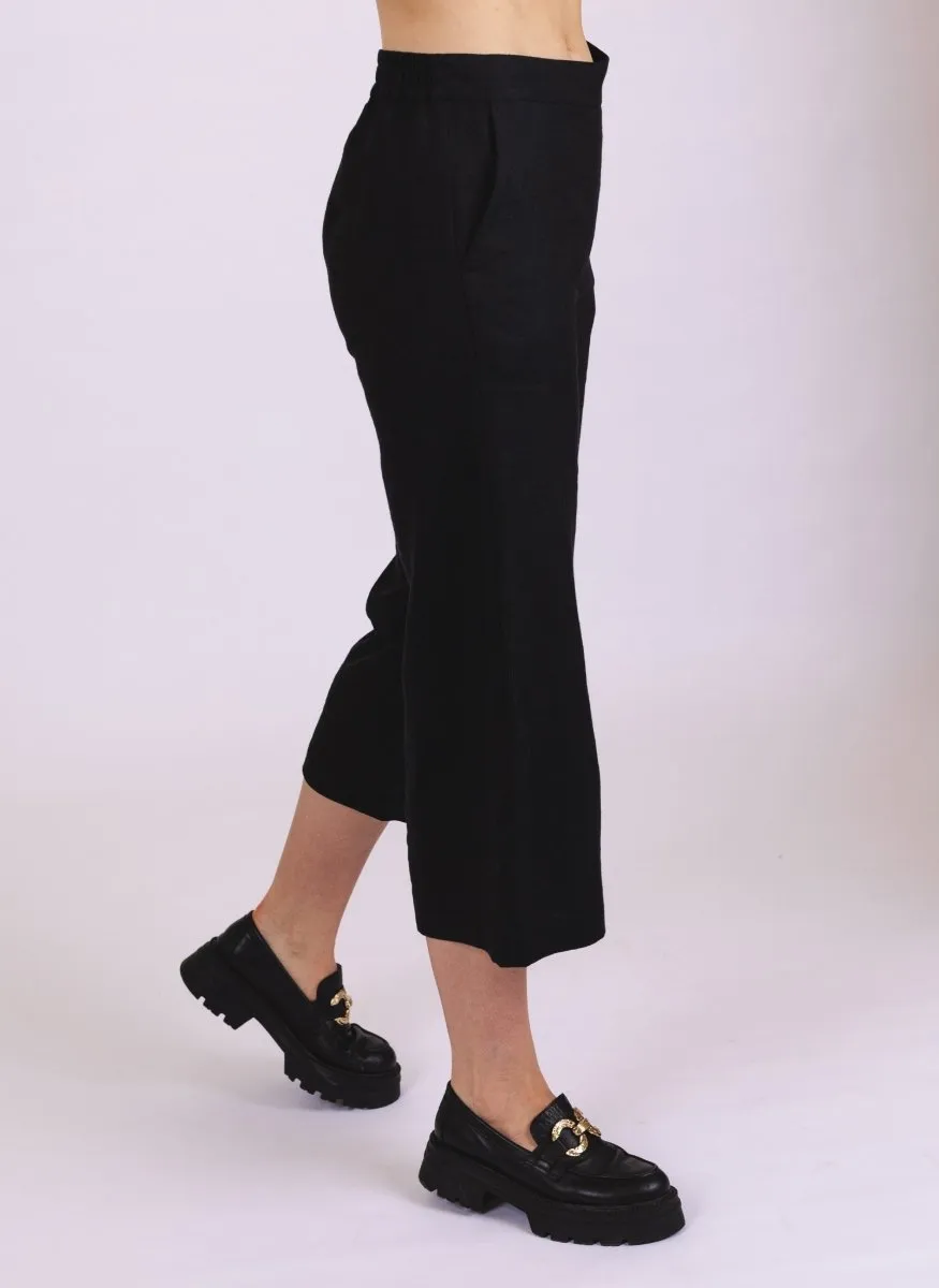 Culottes Linen Trousers Stonewashed Black